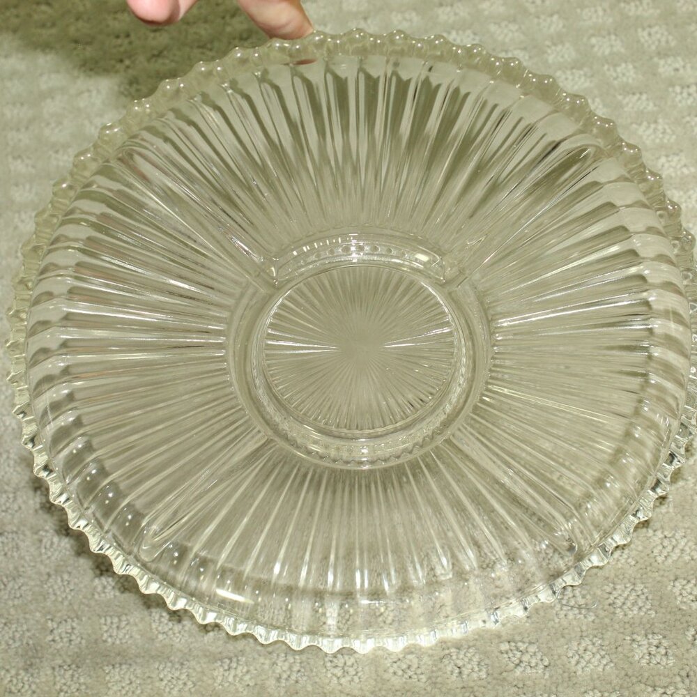 VTG Clear Pressed Glass Ribbed 5-Part Divided Relish Serving Tray/Dish 10” Round